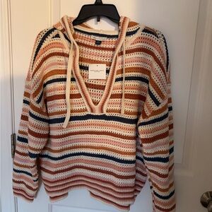 NWT American Eagle Hooded Open Knit Sweater